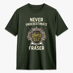 ScotsTee Shop Fraser (of Lovat) Yellow Crest Tartan T-shirt Never Underestimate Style