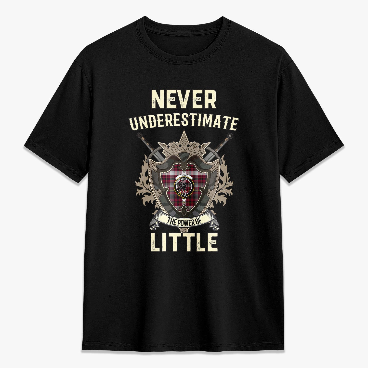 ScotsTee Shop Little Crest Tartan T-shirt Never Underestimate Style