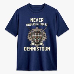 ScotsTee Shop Dennistoun Crest Tartan T-shirt Never Underestimate Style