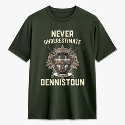 ScotsTee Shop Dennistoun Crest Tartan T-shirt Never Underestimate Style