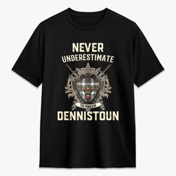 ScotsTee Shop Dennistoun Crest Tartan T-shirt Never Underestimate Style