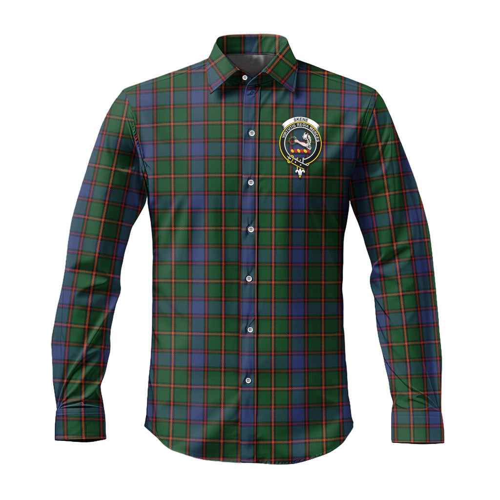 ScotsTee Shop Scottish Skene Clan Crest Tartan Long Sleeve Shirt, Cotton Tartan Plaid Shirt