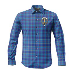 ScotsTee Shop Scottish Mercer Modern Clan Crest Tartan Long Sleeve Shirt, Cotton Tartan Plaid Shirt