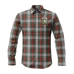 ScotsTee Shop Scottish Stewart Dress Clan Crest Tartan Long Sleeve Shirt, Cotton Tartan Plaid Shirt