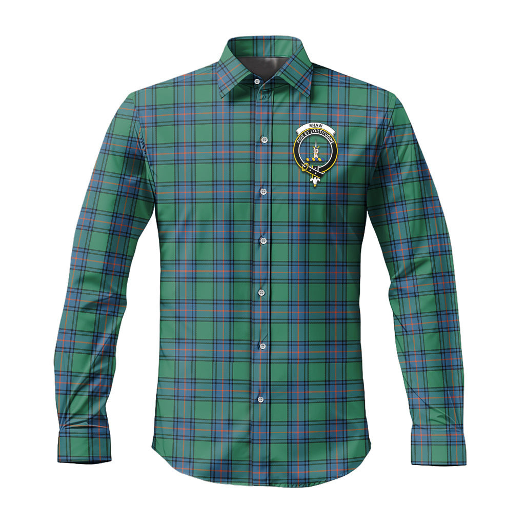 ScotsTee Shop Scottish Shaw Ancient Clan Crest Tartan Long Sleeve Shirt, Cotton Tartan Plaid Shirt