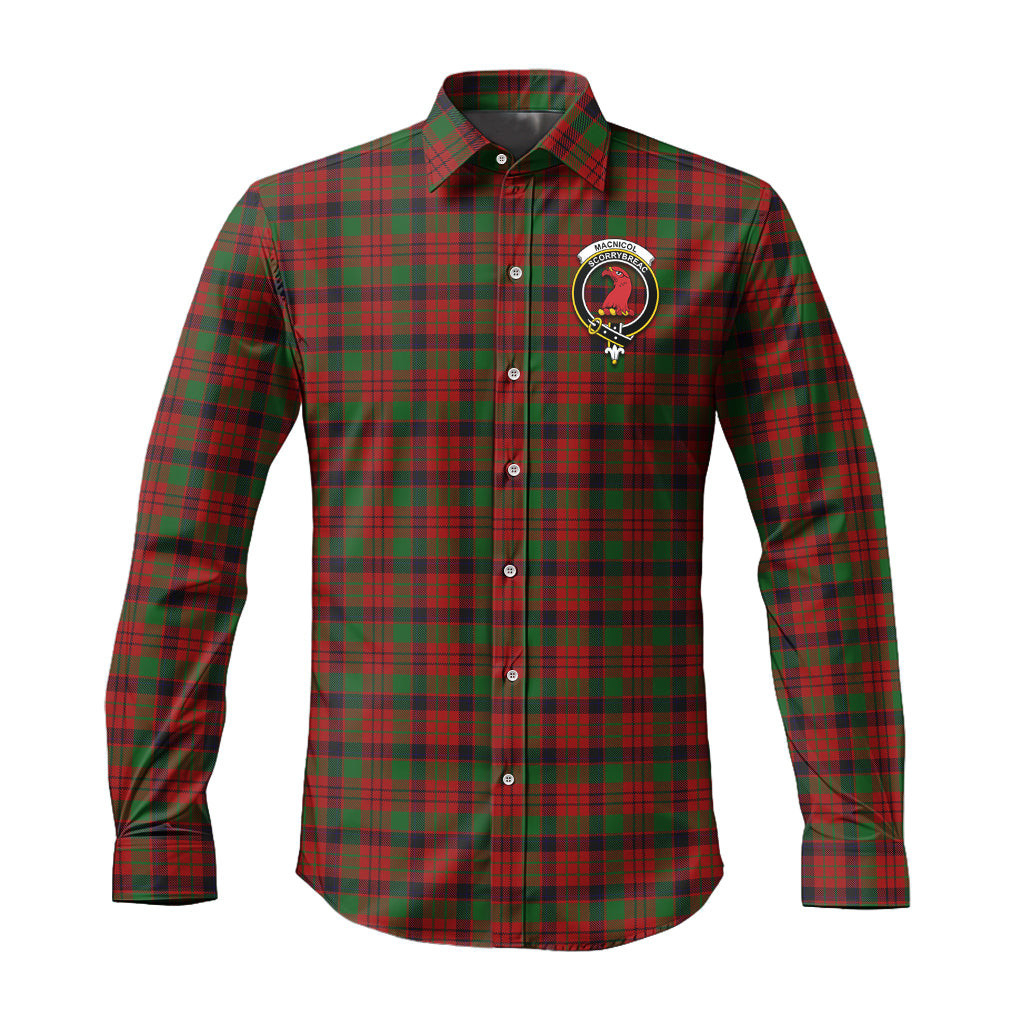 ScotsTee Shop Scottish MacNicol Clan Crest Tartan Long Sleeve Shirt, Cotton Tartan Plaid Shirt
