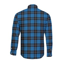 ScotsTee Shop Scottish Ramsay Blue Ancient Clan Crest Tartan Long Sleeve Shirt, Cotton Tartan Plaid Shirt