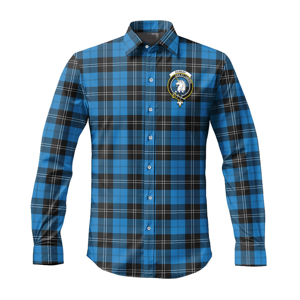 ScotsTee Shop Scottish Ramsay Blue Ancient Clan Crest Tartan Long Sleeve Shirt, Cotton Tartan Plaid Shirt