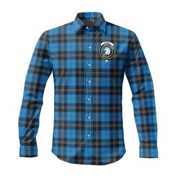 ScotsTee Shop Scottish Ramsay Blue Ancient Clan Crest Tartan Long Sleeve Shirt, Cotton Tartan Plaid Shirt