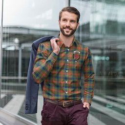ScotsTee Shop Scottish Wilson Ancient Clan Crest Tartan Long Sleeve Shirt, Cotton Tartan Plaid Shirt