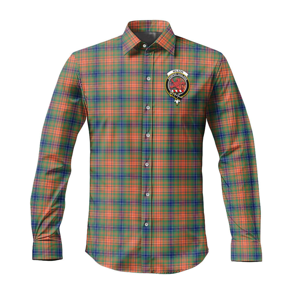 ScotsTee Shop Scottish Wilson Ancient Clan Crest Tartan Long Sleeve Shirt, Cotton Tartan Plaid Shirt