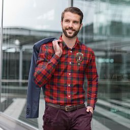 ScotsTee Shop Scottish Robertson Modern Clan Crest Tartan Long Sleeve Shirt, Cotton Tartan Plaid Shirt