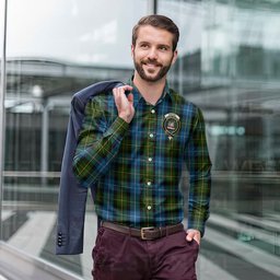 ScotsTee Shop Scottish MacNeil of Barra Clan Crest Tartan Long Sleeve Shirt, Cotton Tartan Plaid Shirt