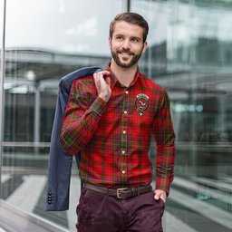 ScotsTee Shop Scottish MacDougall Modern Clan Crest Tartan Long Sleeve Shirt, Cotton Tartan Plaid Shirt