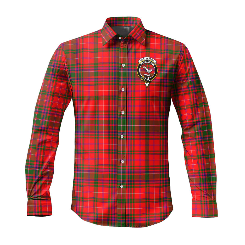 ScotsTee Shop Scottish MacDougall Modern Clan Crest Tartan Long Sleeve Shirt, Cotton Tartan Plaid Shirt
