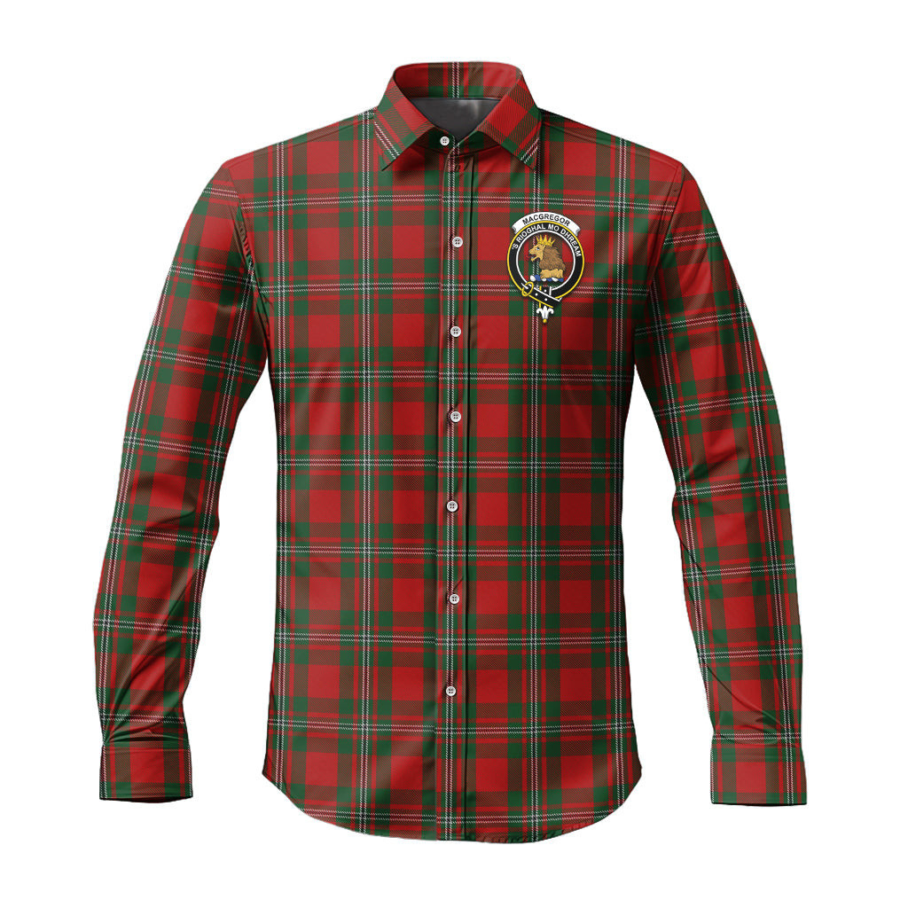 ScotsTee Shop Scottish MacGregor Clan Crest Tartan Long Sleeve Shirt, Cotton Tartan Plaid Shirt