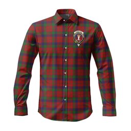 ScotsTee Shop Scottish Robertson Clan Crest Tartan Long Sleeve Shirt, Cotton Tartan Plaid Shirt