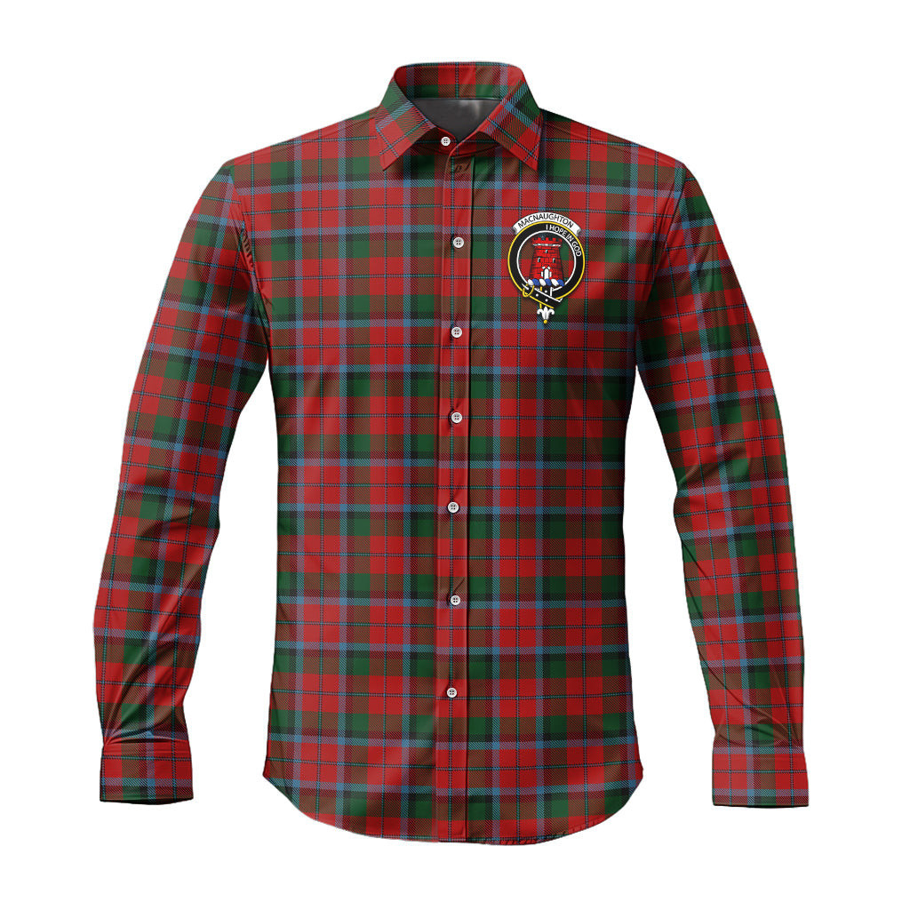 ScotsTee Shop Scottish MacNaughton Clan Crest Tartan Long Sleeve Shirt, Cotton Tartan Plaid Shirt