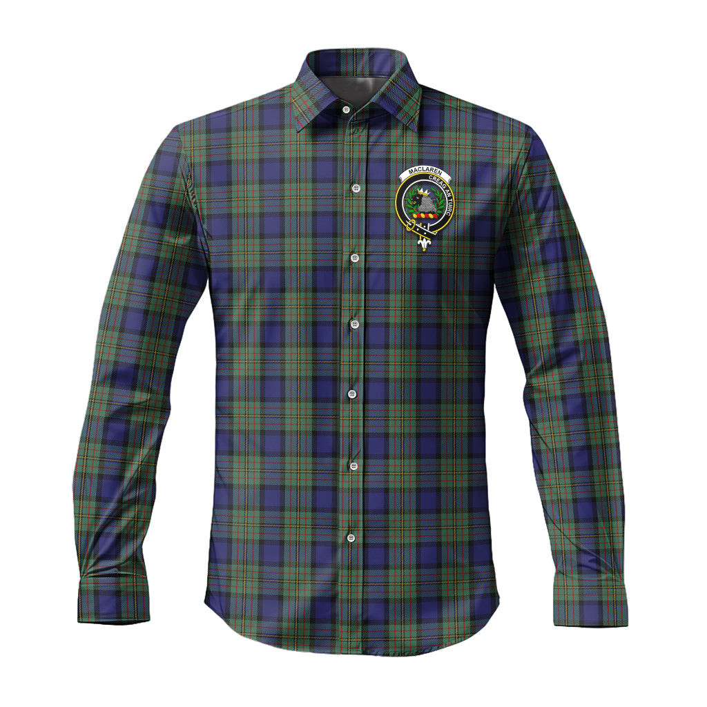 ScotsTee Shop Scottish MacLaren Clan Crest Tartan Long Sleeve Shirt, Cotton Tartan Plaid Shirt