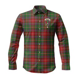 ScotsTee Shop Scottish Somerville Clan Crest Tartan Long Sleeve Shirt, Cotton Tartan Plaid Shirt