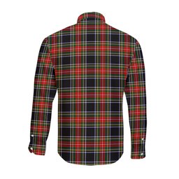 ScotsTee Shop Scottish Stewart Black Clan Crest Tartan Long Sleeve Shirt, Cotton Tartan Plaid Shirt