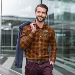 ScotsTee Shop Scottish Scrymgeour Clan Crest Tartan Long Sleeve Shirt, Cotton Tartan Plaid Shirt