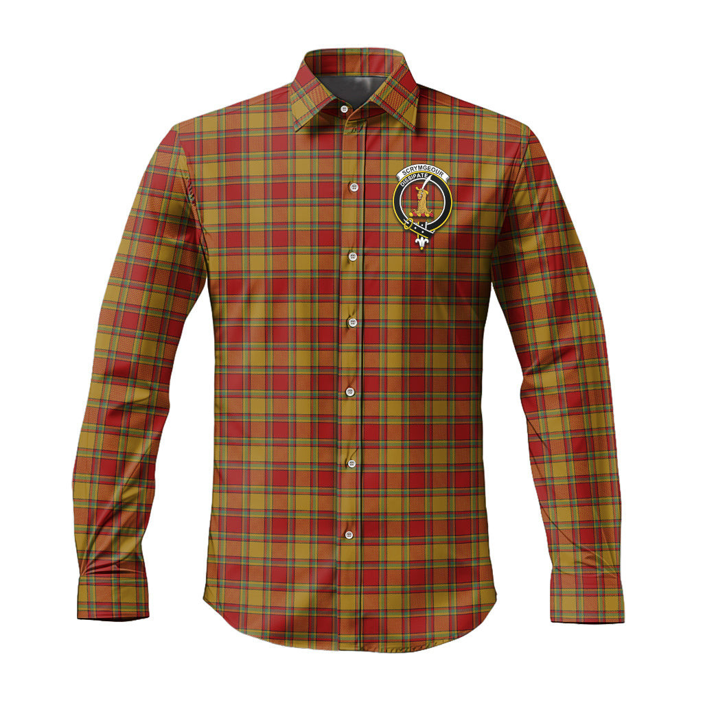 ScotsTee Shop Scottish Scrymgeour Clan Crest Tartan Long Sleeve Shirt, Cotton Tartan Plaid Shirt