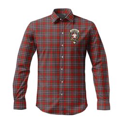 ScotsTee Shop Scottish MacFarlane Red Clan Crest Tartan Long Sleeve Shirt, Cotton Tartan Plaid Shirt