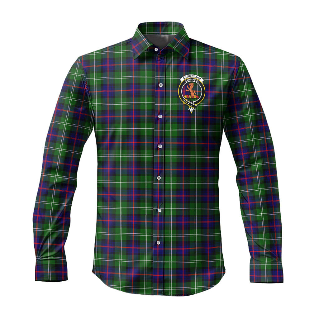 ScotsTee Shop Scottish Sutherland Modern Clan Crest Tartan Long Sleeve Shirt, Cotton Tartan Plaid Shirt