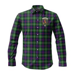 ScotsTee Shop Scottish Sutherland Modern Clan Crest Tartan Long Sleeve Shirt, Cotton Tartan Plaid Shirt