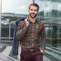 ScotsTee Shop Scottish MacLachlan Ancient Clan Crest Tartan Long Sleeve Shirt, Cotton Tartan Plaid Shirt