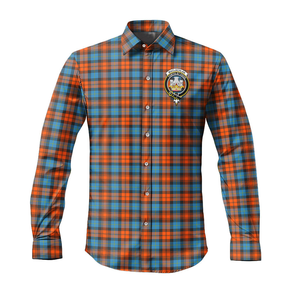 ScotsTee Shop Scottish MacLachlan Ancient Clan Crest Tartan Long Sleeve Shirt, Cotton Tartan Plaid Shirt