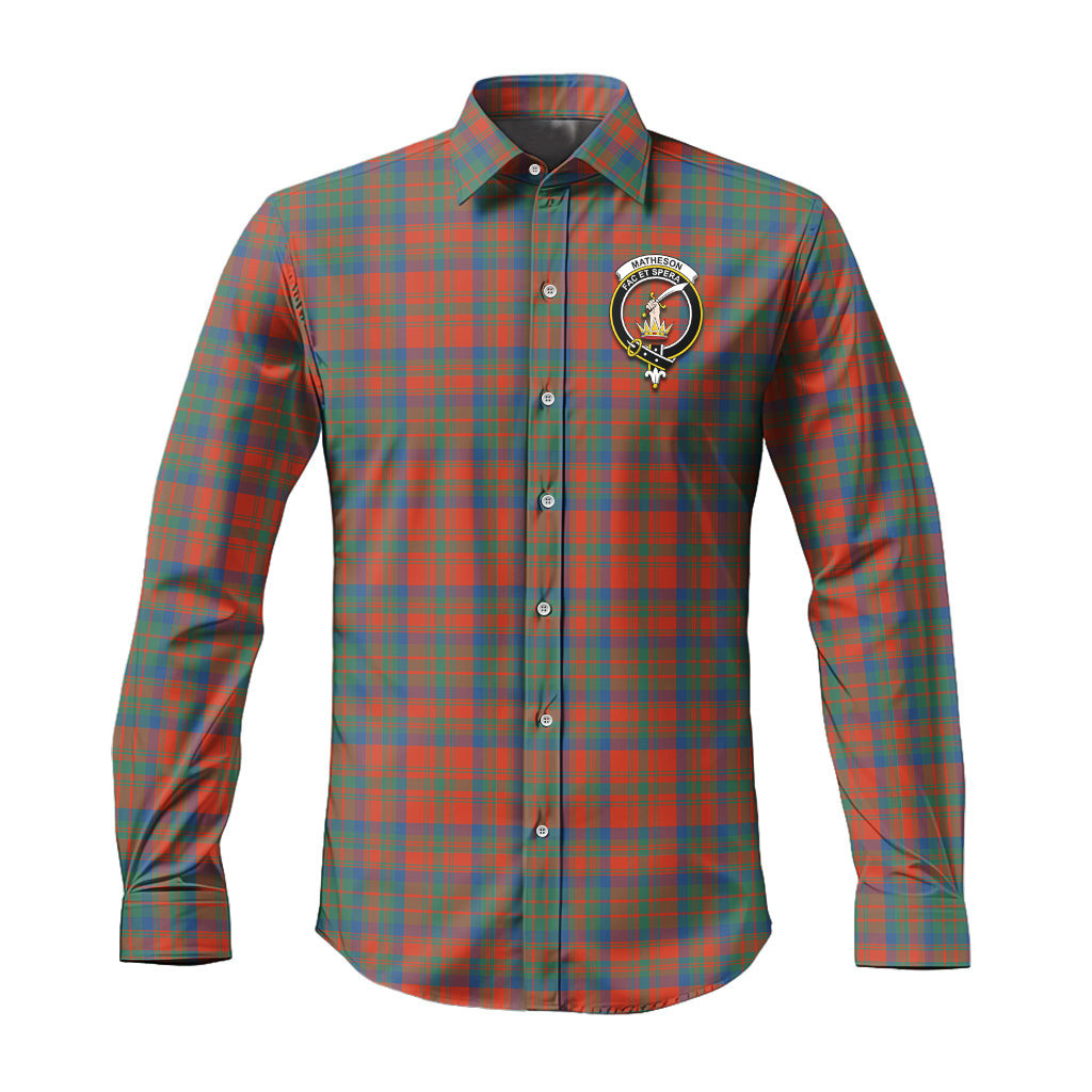 ScotsTee Shop Scottish Matheson Ancient Clan Crest Tartan Long Sleeve Shirt, Cotton Tartan Plaid Shirt