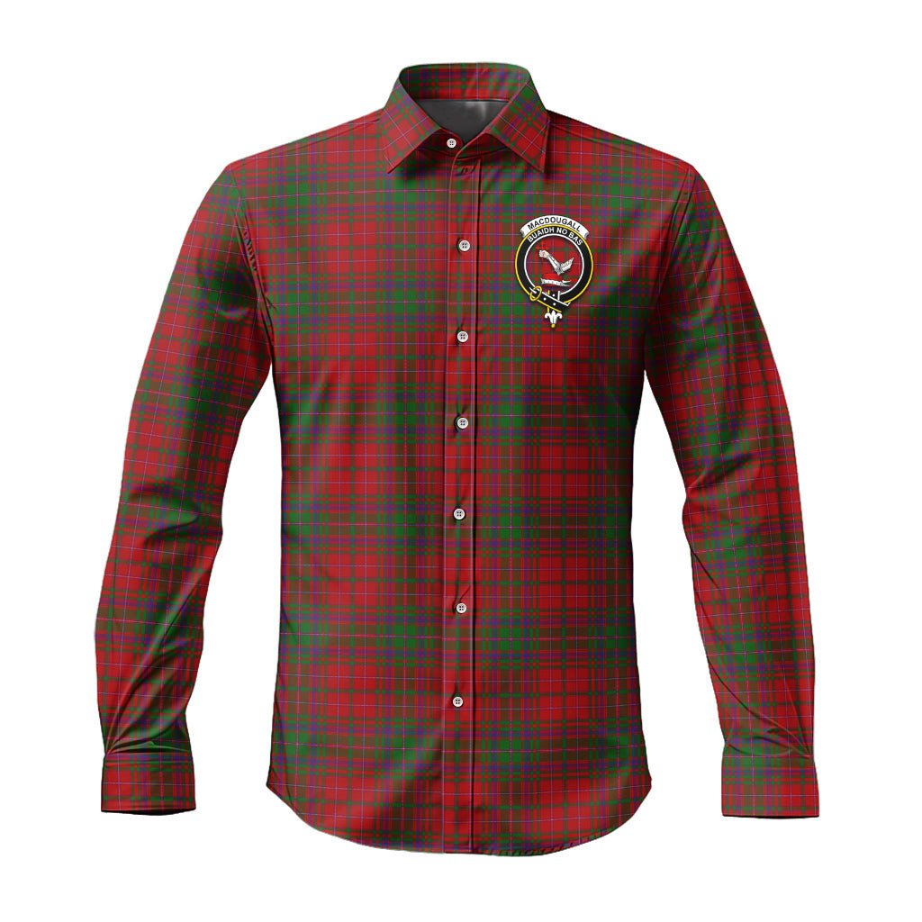 ScotsTee Shop Scottish MacDougall Clan Crest Tartan Long Sleeve Shirt, Cotton Tartan Plaid Shirt