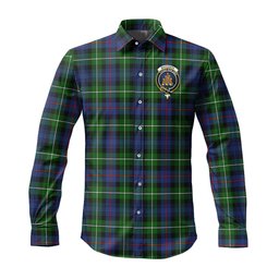 ScotsTee Shop Scottish MacKenzie Modern Clan Crest Tartan Long Sleeve Shirt, Cotton Tartan Plaid Shirt