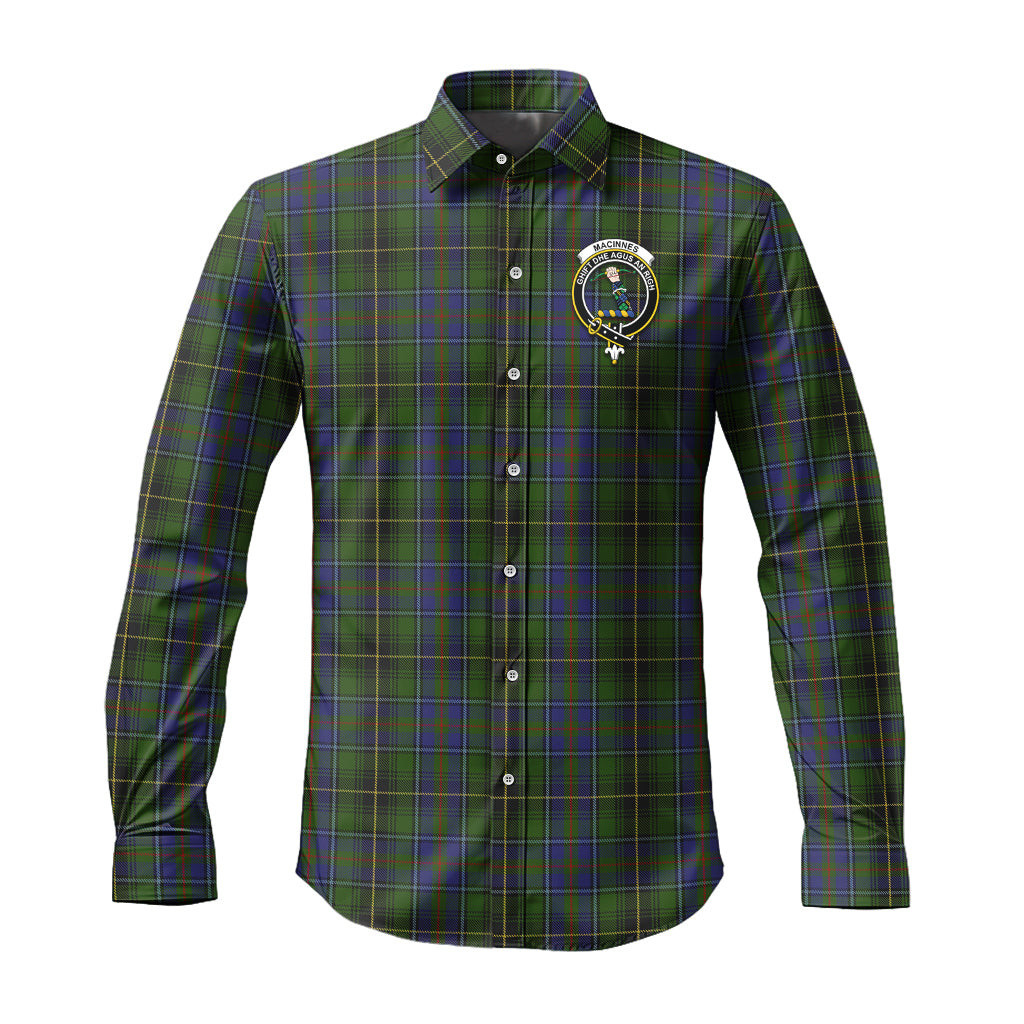 ScotsTee Shop Scottish MacInnes Clan Crest Tartan Long Sleeve Shirt, Cotton Tartan Plaid Shirt