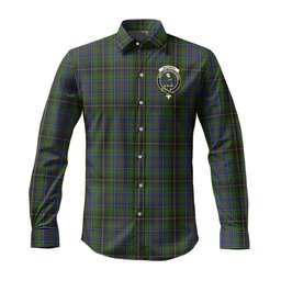 ScotsTee Shop Scottish MacInnes Clan Crest Tartan Long Sleeve Shirt, Cotton Tartan Plaid Shirt
