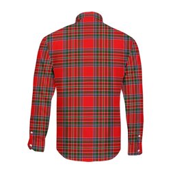 ScotsTee Shop Scottish MacBain Clan Crest Tartan Long Sleeve Shirt, Cotton Tartan Plaid Shirt