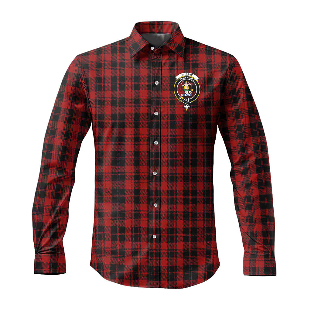 ScotsTee Shop Scottish Murray of Ochtertyre Clan Crest Tartan Long Sleeve Shirt, Cotton Tartan Plaid Shirt
