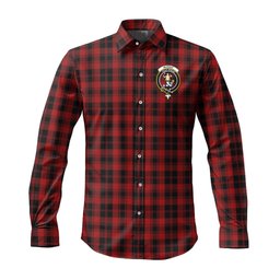 ScotsTee Shop Scottish Murray of Ochtertyre Clan Crest Tartan Long Sleeve Shirt, Cotton Tartan Plaid Shirt