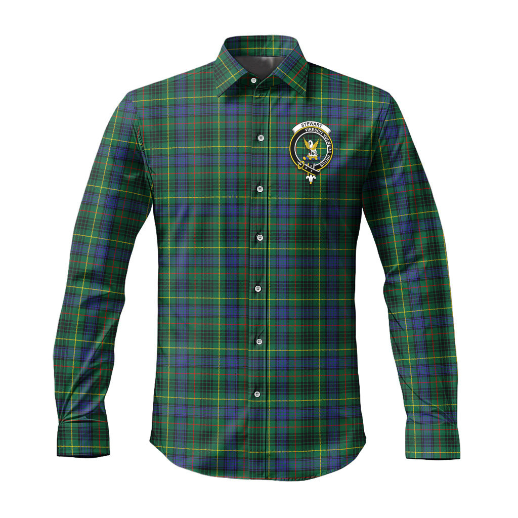 ScotsTee Shop Scottish Stewart Hunting Modern Clan Crest Tartan Long Sleeve Shirt, Cotton Tartan Plaid Shirt