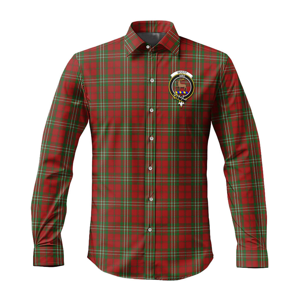 ScotsTee Shop Scottish Scott Clan Crest Tartan Long Sleeve Shirt, Cotton Tartan Plaid Shirt