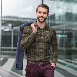 ScotsTee Shop Scottish Stewart Hunting Weathered Clan Crest Tartan Long Sleeve Shirt, Cotton Tartan Plaid Shirt