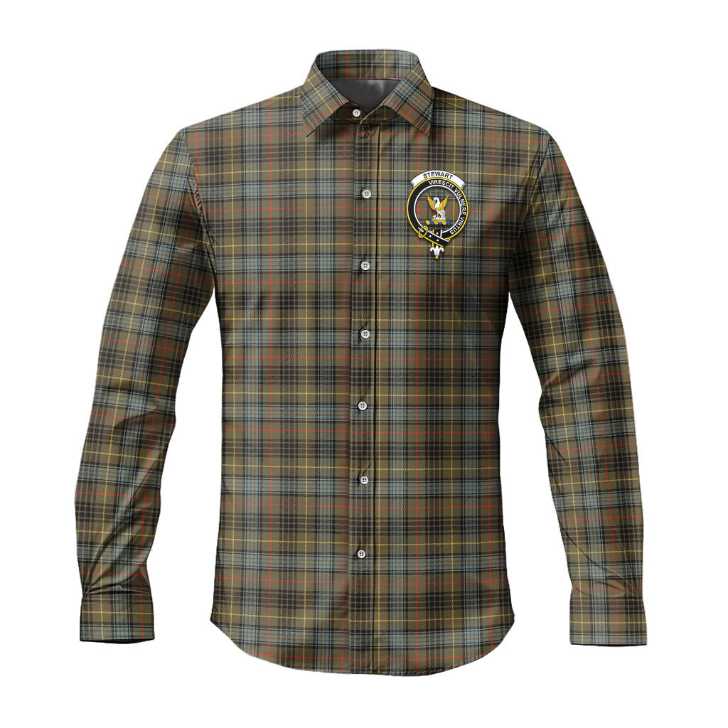ScotsTee Shop Scottish Stewart Hunting Weathered Clan Crest Tartan Long Sleeve Shirt, Cotton Tartan Plaid Shirt