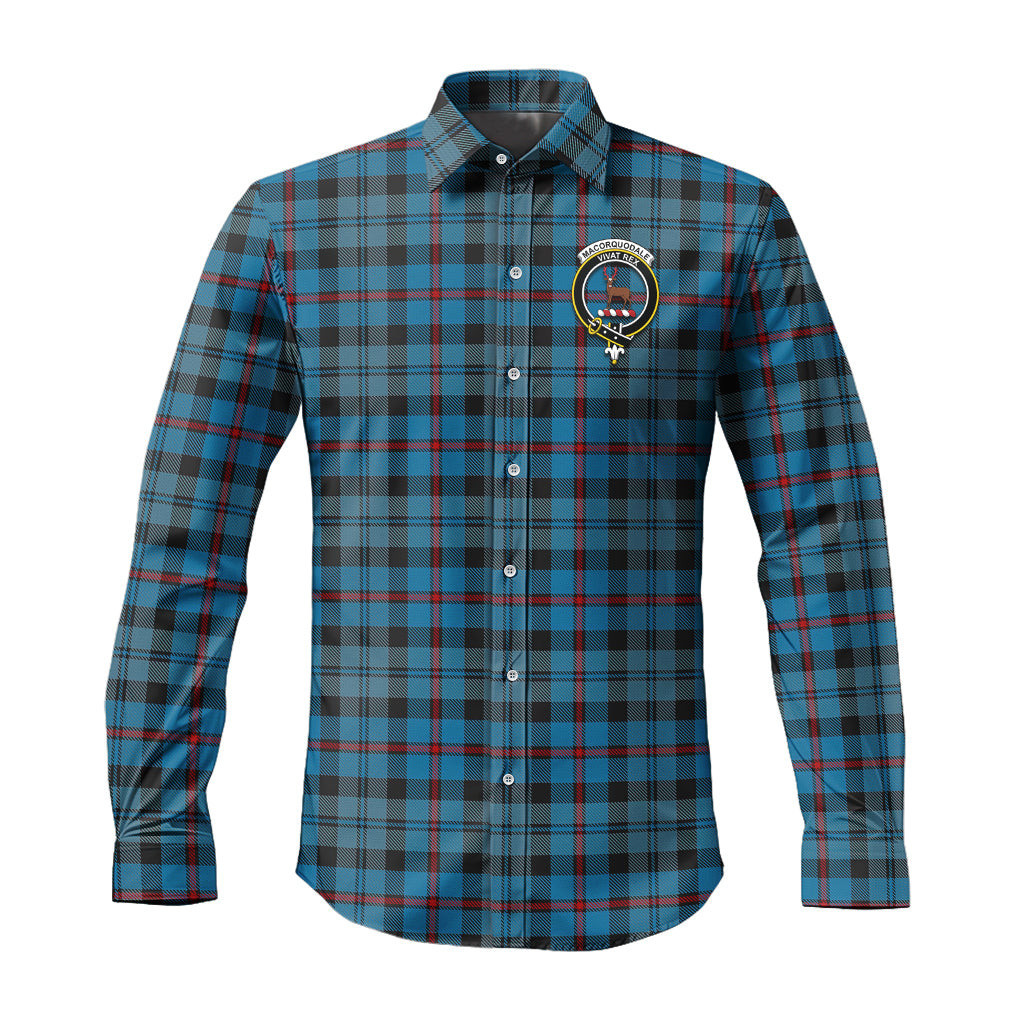 ScotsTee Shop Scottish MacCorquodale Clan Crest Tartan Long Sleeve Shirt, Cotton Tartan Plaid Shirt