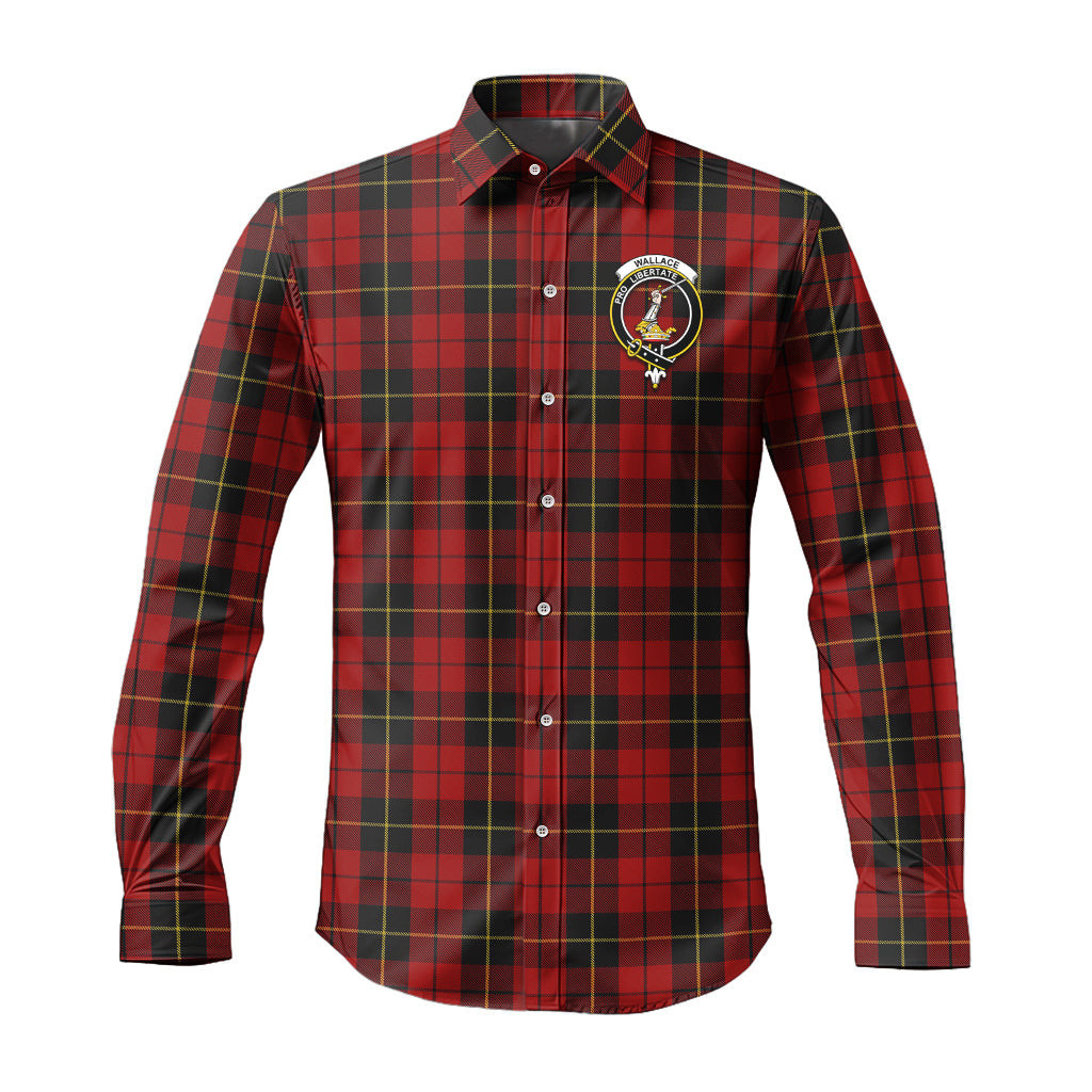 ScotsTee Shop Scottish Wallace Clan Crest Tartan Long Sleeve Shirt, Cotton Tartan Plaid Shirt