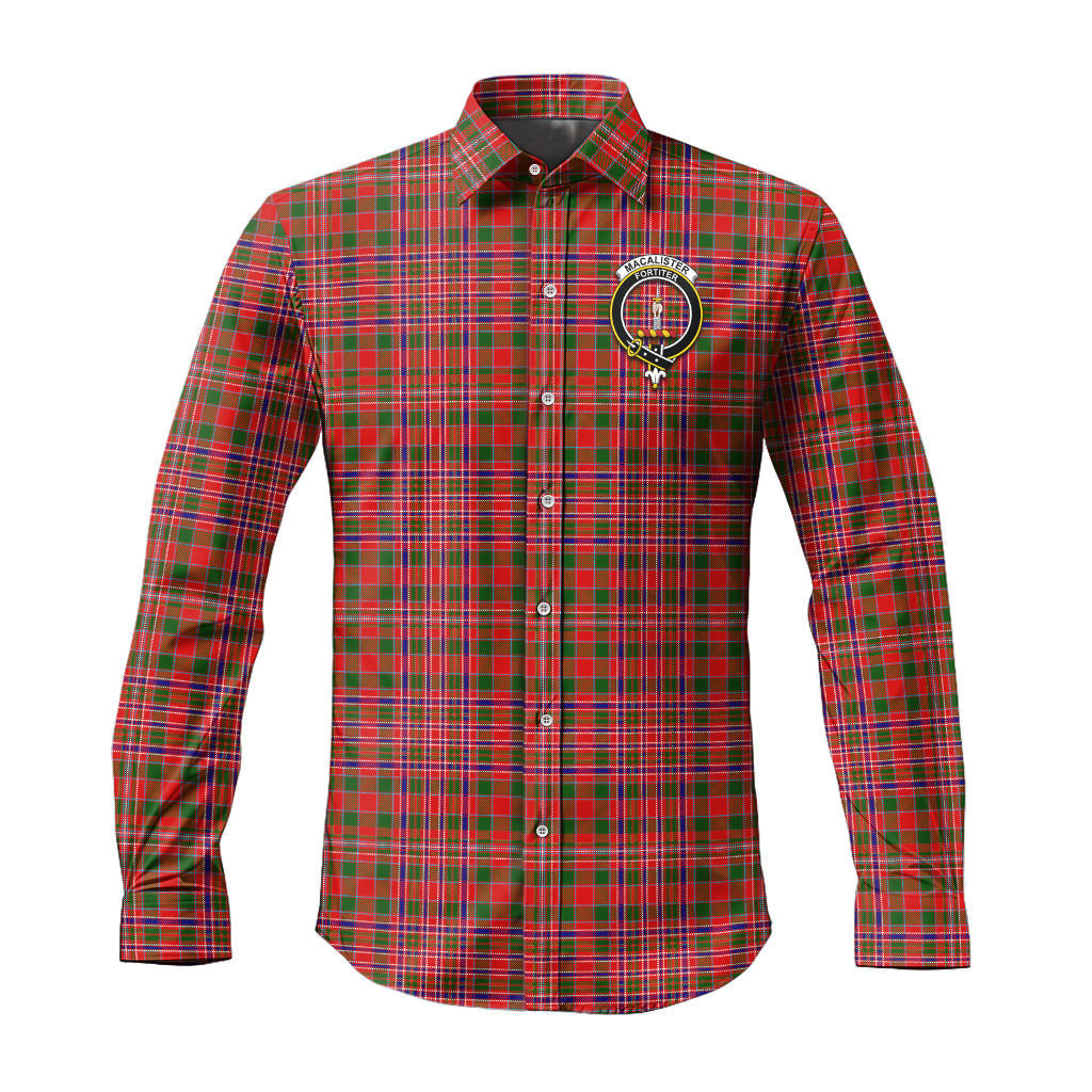 ScotsTee Shop Scottish MacAlister Modern Clan Crest Tartan Long Sleeve Shirt, Cotton Tartan Plaid Shirt
