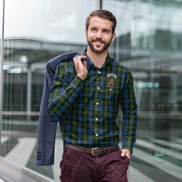 ScotsTee Shop Scottish MacKenzie Clan Crest Tartan Long Sleeve Shirt, Cotton Tartan Plaid Shirt