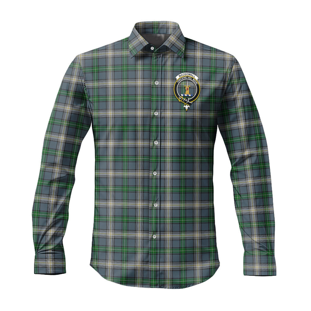 ScotsTee Shop Scottish MacDowall Clan Crest Tartan Long Sleeve Shirt, Cotton Tartan Plaid Shirt