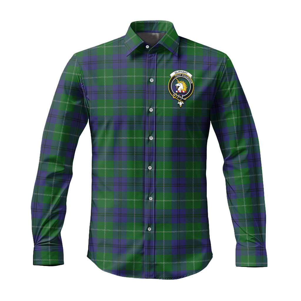 ScotsTee Shop Scottish Oliphant Clan Crest Tartan Long Sleeve Shirt, Cotton Tartan Plaid Shirt